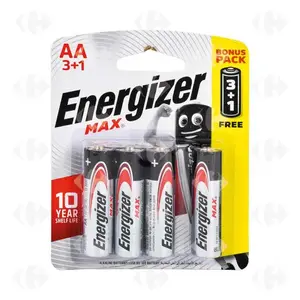 Pack Energizer 3+1 Piles Max AA E91