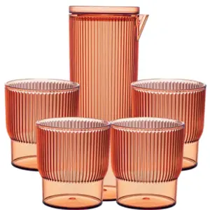 Service Boisson en Acrylique Couleur Miel 1,1L + 30cl 5 Pièces