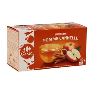 Infusions en Sachets Pomme Cannelle Carrefour Classic 25 sachets