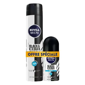 Lot Atomiseur 200ml + Roll-on Black & White Hommes NIVEA MEN 50ml