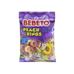 Gommes anneaux saveur pêche Peach Rings 100g - BEBETO