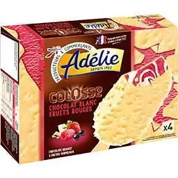 Adélie bâtonnets de glace colosse chocolat blanc et fruits rouges x4 346g