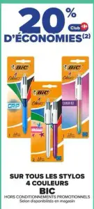 Bic sur tous les stylos 4 couleurs