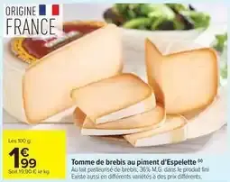 Fini - tomme de brebis au piment d'espelette