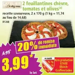 L'ATELIER De chez nous 2 feuillantines chèvre, tomates et olives