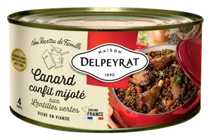 CANARD CONFIT MIJOTE AUX LENTILLES DELPEYRAT