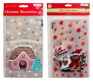 LOT DE 25 SACHETS TRANSPARENTS DECORES