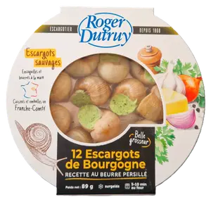 ESCARGOTS DE BOURGOGNE BELLE GROSSEUR RECETTE AU BEURRE PERSILLE SURGELES ROGER DUTRUY