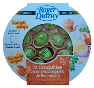 CROQUILLES AUX ESCARGOTS DE BOURGOGNE RECETTE AU BEURRE PERSILLE SURGELEES ROGER DUTRUY