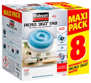 PACK DE 8 RECHARGES POUR ABSORBEUR D'HUMIDITE AERO 360° RUBSON