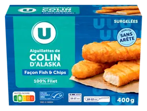 AIGUILLETTES DE COLIN MSC SURGELES FACON FISH & CHIPS U