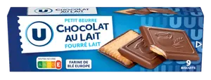 PETIT BEURRE CHOCOLAT AU LAIT FOURRE LAIT U