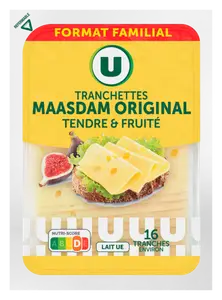 MAASDAM EN TRANCHETTES AU LAIT PASTEURISE U
