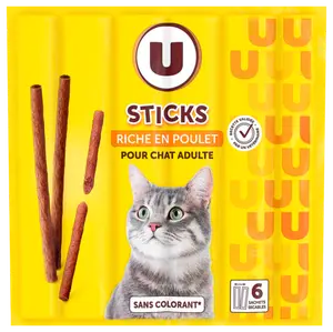 FRIANDISES POUR CHAT STICKS RICHE EN POULET U