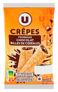 CREPES FOURRAGE CHOCOLAT ET BILLES DE CEREALES U