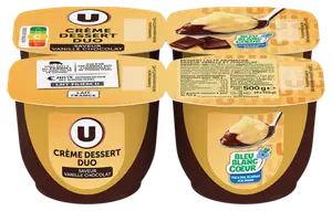 CREME DESSERT DUO SAVEUR VANILLE CHOCOLAT U