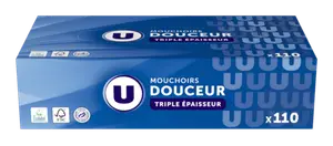 MOUCHOIRS BLANCS 3 PLIS U