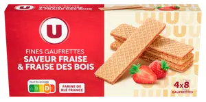 FINES GAUFRETTES SAVEUR FRAISE & FRAISE DES BOIS U