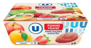 DESSERT FRUITIER SANS SUCRES AJOUTES POMME FRAISE U
