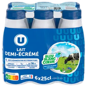 LAIT UHT DEMI-ECREME BLEU BLANC COEUR U
