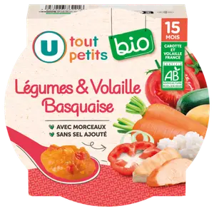 PLAT LEGUMES ET VOLAILLE BASQUAISE DES 15 MOIS U TOUT PETITS BIO