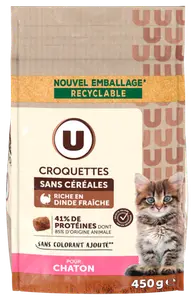 CROQUETTES SANS CEREALES RICHE EN DINDE POUR CHATON U