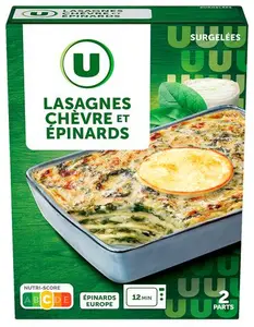 LASAGNES CHEVRE ET EPINARDS SURGELEES U