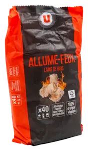 Pack de 40 Allume Feu Laine de Bois U