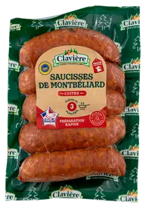 Saucisses de Montbeliard Cuites Igp Claviere