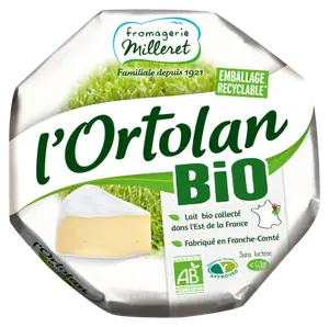 L'ORTOLAN BIO AU LAIT PASTEURISE FROMAGERIE MILLERET