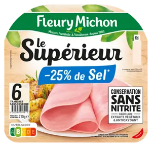 JAMBON LE SUPERIEUR - 25% DE SEL CONSERVATION SANS NITRITE FLEURY MICHON