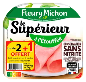 JAMBON CUIT LE SUPERIEUR A L'ETOUFFEE CONSERVATION SANS NITRITE FLEURY MICHON