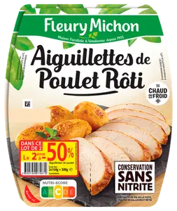 AIGUILLETTES DE POULET ROTI CONSERVATION SANS NITRITE FLEURY MICHON