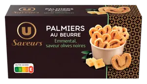 PALMIERS AU BEURRE EMMENTAL SAVEUR OLIVES NOIRES U SAVEURS