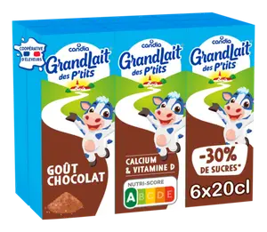 LAIT GOUT CHOCOLAT -30% DE SUCRES GRANDLAIT DES P'TITS CANDIA