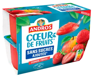 COMPOTE COEUR DE FRUITS POMME FRAISE ANDROS