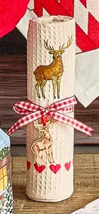 TORCHON ROULE BRODE AVEC SUSPENSION BOIS