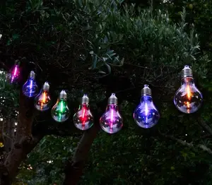 GUIRLANDE LED SOLAIRE RECHARGEABLE 3.8 M 10 AMPOULES COLORÉES OU BLANCHES