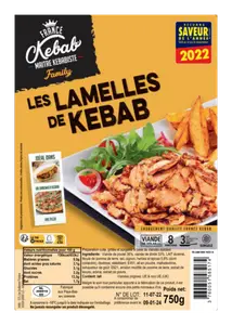 LAMELLES DE KEBAB POULET DINDE FAMILY SURGELE FRANCE KEBAB