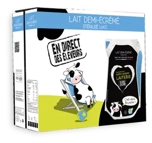 LAIT UHT DEMI-ECREME BLEU BLANC CŒUR EN DIRECT DES ELEVEURS PAYS DE LOIRE