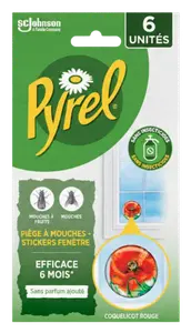 PIEGE A MOUCHE STICKERS FENETRE COQUELICOT ROUGE PYREL