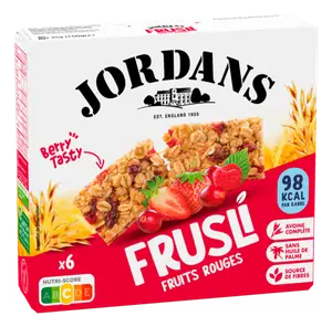 BARRES CEREALES FRUSLI FRUITS ROUGES JORDANS