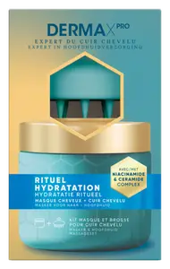 KIT MASQUE POUR CHEVEUX + BROSSE HYDRATATION DERMAXPRO