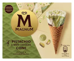 CONES CREME GLACEE PISTACHE ET CHOCOLAT BLANC MAGNUM