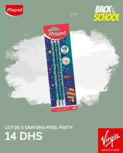 LOT DE 6 CRAYONS PIXEL PARTY HB #2 x6