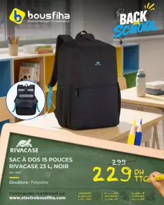 SAC À DOS 15 POUCES RIVACASE 23 L, NOIR (Doublure : Polyester) Réf : 8067