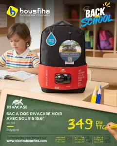 SAC A DOS RIVACASE NOIR AVEC SOURIS 15.6"