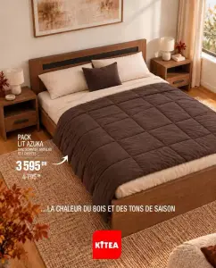 PACK LIT AZUKA AVEC SOMMIER, MATELAS ET 2 CHEVETS