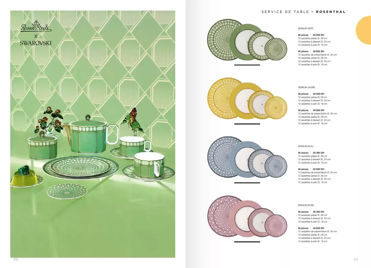 SIGNUM BLEU - 12 assiettes plates Ø. 29 cm, 12 assiettes à dessert Ø. 23 cm, 12 assiettes à pain Ø. 18 cm 36 pièces