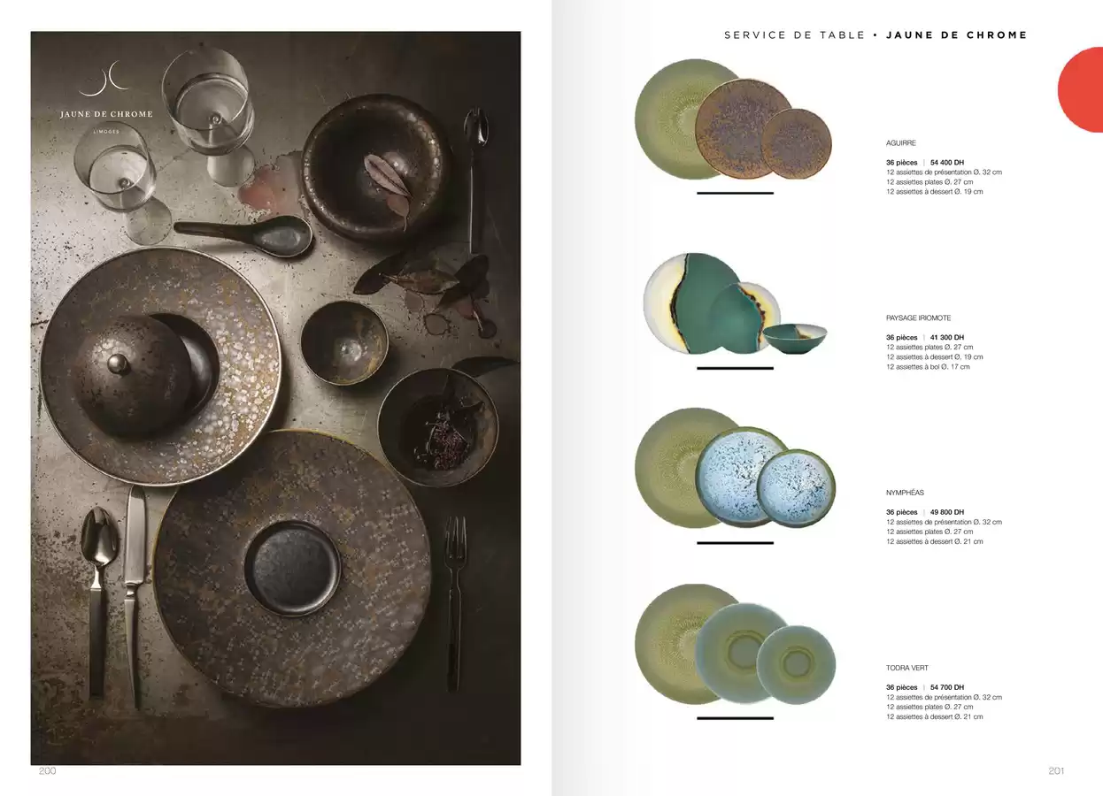 SERVICE DE TABLE AGUIRRE (12 assiettes de présentation 32 cm, 12 assiettes plates 27 cm, 12 assiettes à dessert 19 cm) 36 pièces